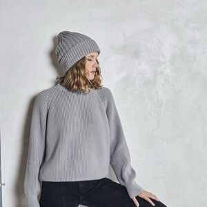 Esby Apparel Andy Fisherman Light Gray Ribbed Sweater Pima Cotton Unisex Sz M